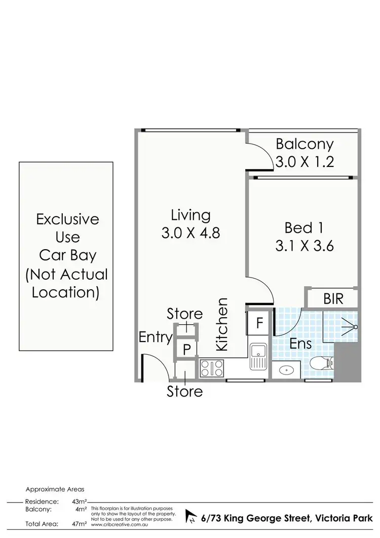 Floorplan of Homely unit listing, 6/73 King George Street, Victoria Park WA 6100