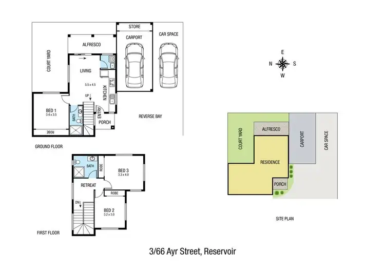 Floorplan of Homely townhouse listing, 3/66 Ayr Street, Reservoir VIC 3073