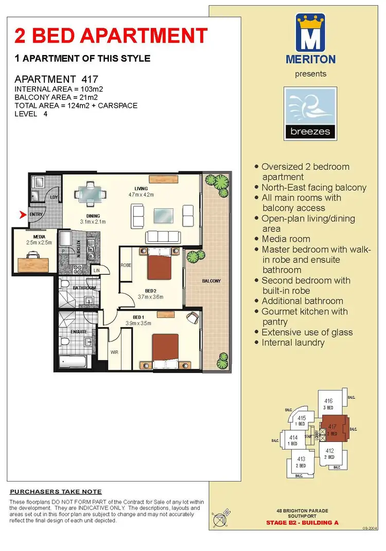 Floorplan of Homely apartment listing, 417/3 Como Crescent, Southport QLD 4215