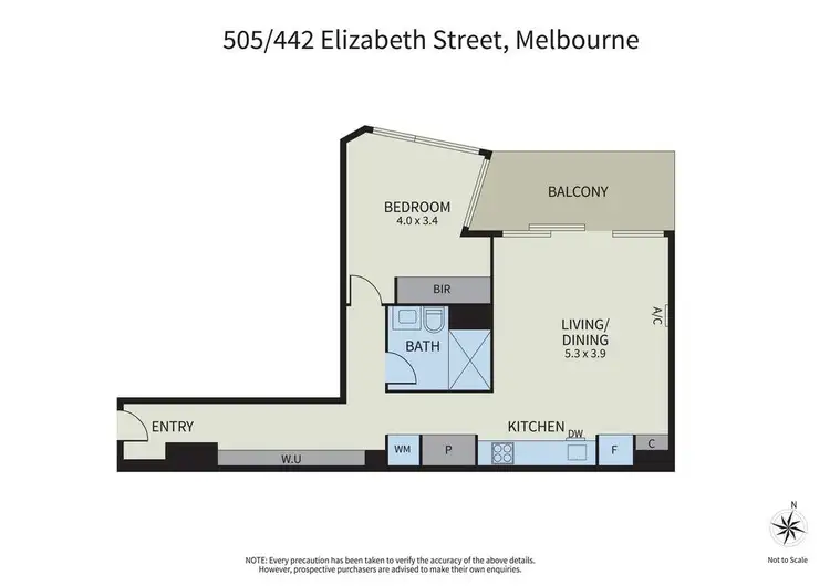 Floorplan of Homely apartment listing, 505/442 Elizabeth Street, Melbourne VIC 3000