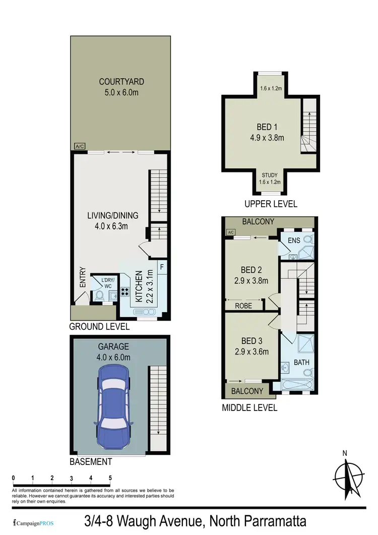 Floorplan of Homely townhouse listing, 3/4-8 Waugh Avenue, North Parramatta NSW 2151