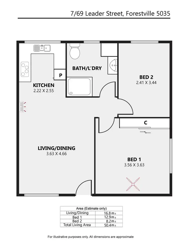 Floorplan of Homely unit listing, 7/69 Leader Street, Forestville SA 5035