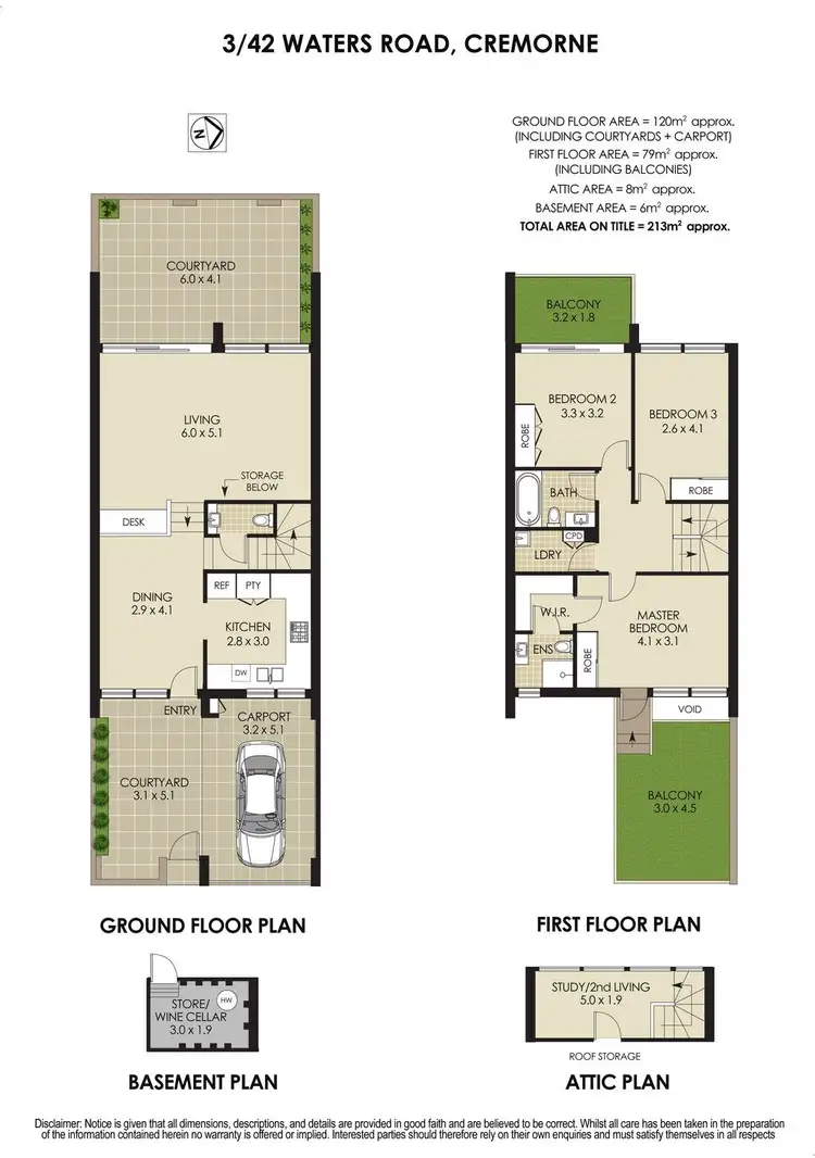 Floorplan of Homely townhouse listing, 3/42-46 Waters Road, Cremorne NSW 2090