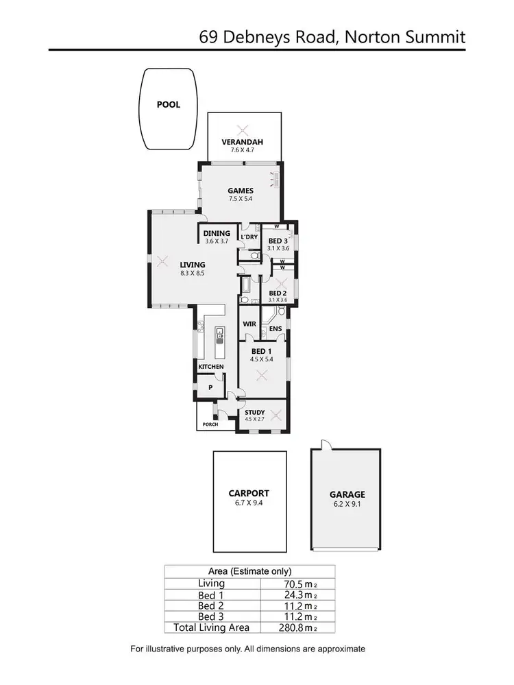 Floorplan of Homely house listing, 69 Debneys Road, Norton Summit SA 5136