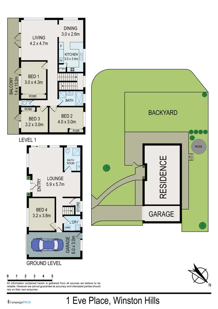 Floorplan of Homely house listing, 1 Eve Place, Winston Hills NSW 2153