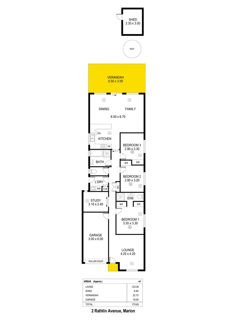Floorplan of Homely house listing, 2 Rathlin Avenue, Marion SA 5043