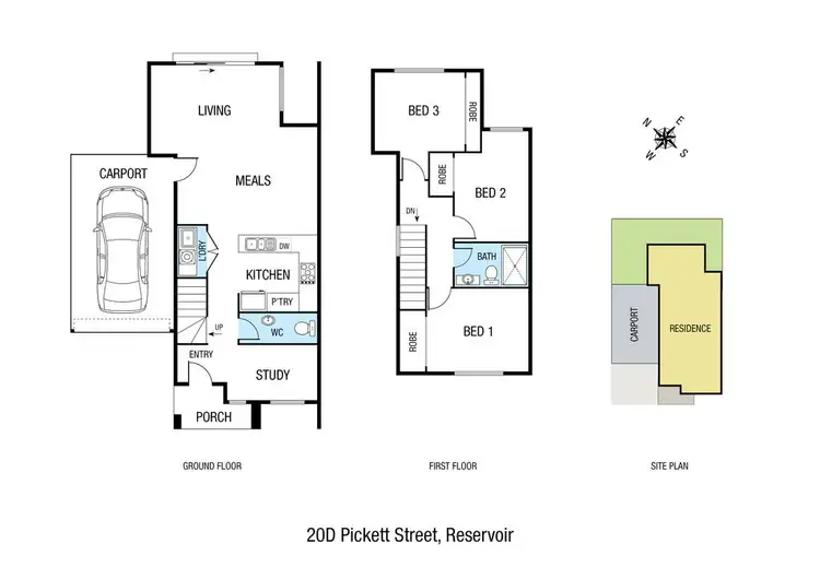 Floorplan of Homely townhouse listing, 20D Pickett Street, Reservoir VIC 3073