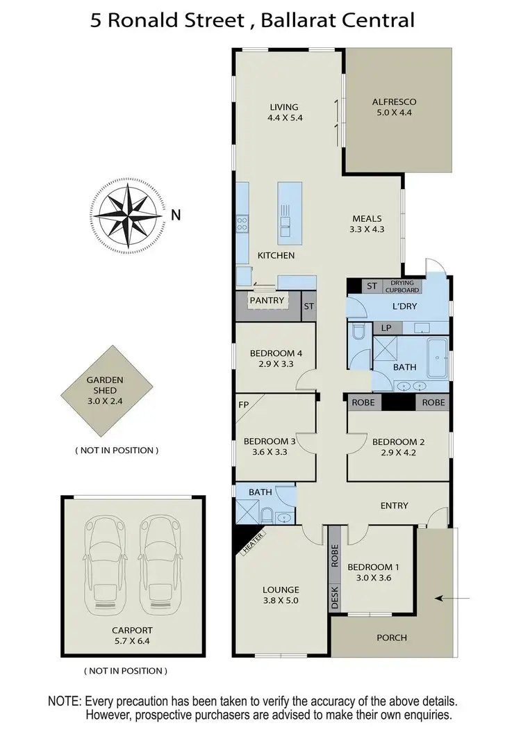 Floorplan of Homely house listing, 5 Ronald Street, Ballarat Central VIC 3350