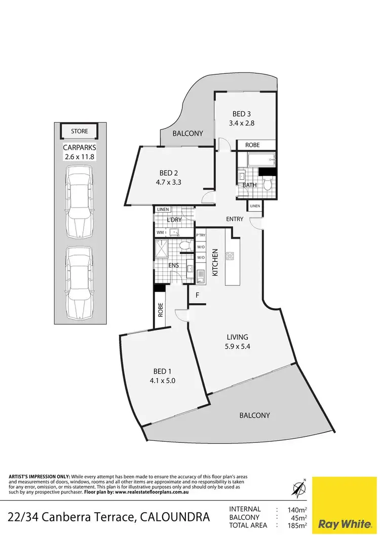 Floorplan of Homely apartment listing, 22/34 Canberra Terrace, Caloundra QLD 4551