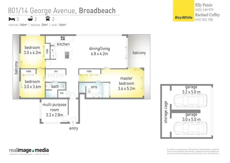 Floorplan of Homely apartment listing, 801 'Ultra' 14 George Avenue, Broadbeach QLD 4218