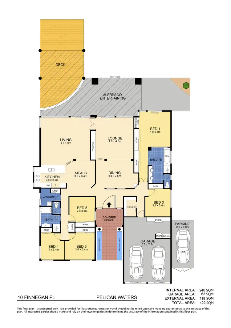 Floorplan of Homely house listing, 10 Finnegan Place, Pelican Waters QLD 4551
