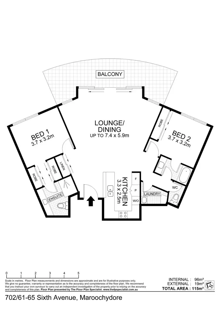 Floorplan of Homely unit listing, 702/65 Sixth Avenue, Maroochydore QLD 4558