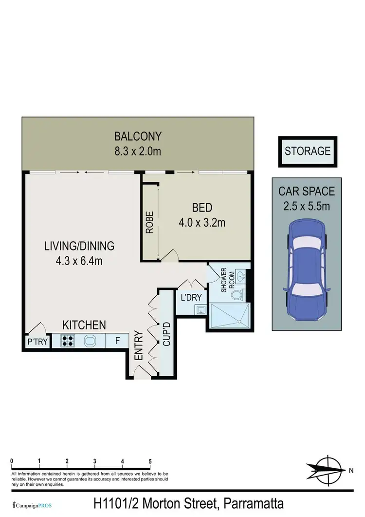 Floorplan of Homely apartment listing, H1101/2 Morton Street, Parramatta NSW 2150