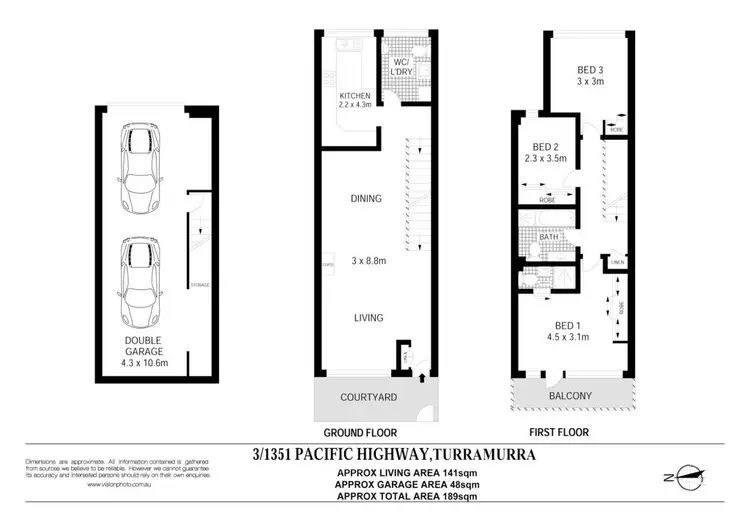 Floorplan of Homely townhouse listing, 3/1351 Pacific Highway, Turramurra NSW 2074