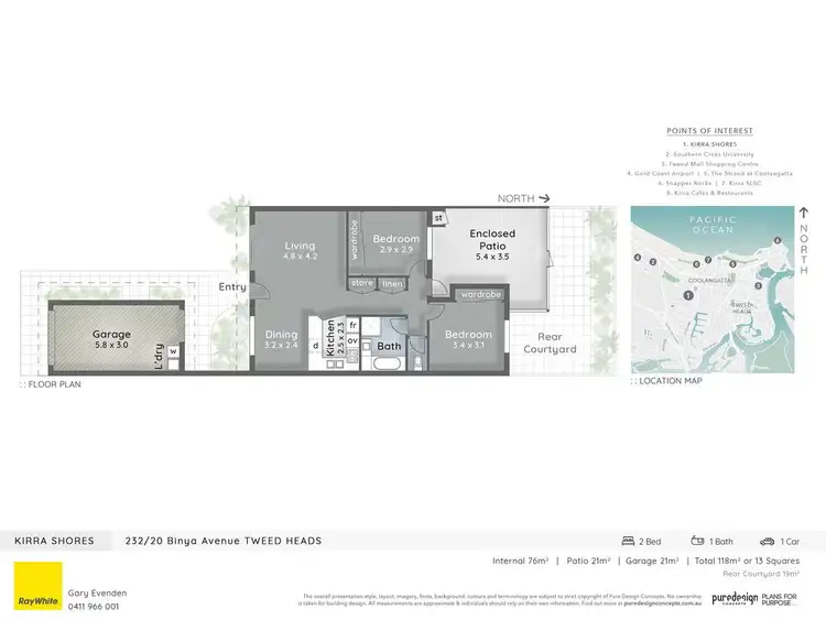 Floorplan of Homely house listing, 232/20 Binya Avenue 'Kirra Shores', Tweed Heads NSW 2485