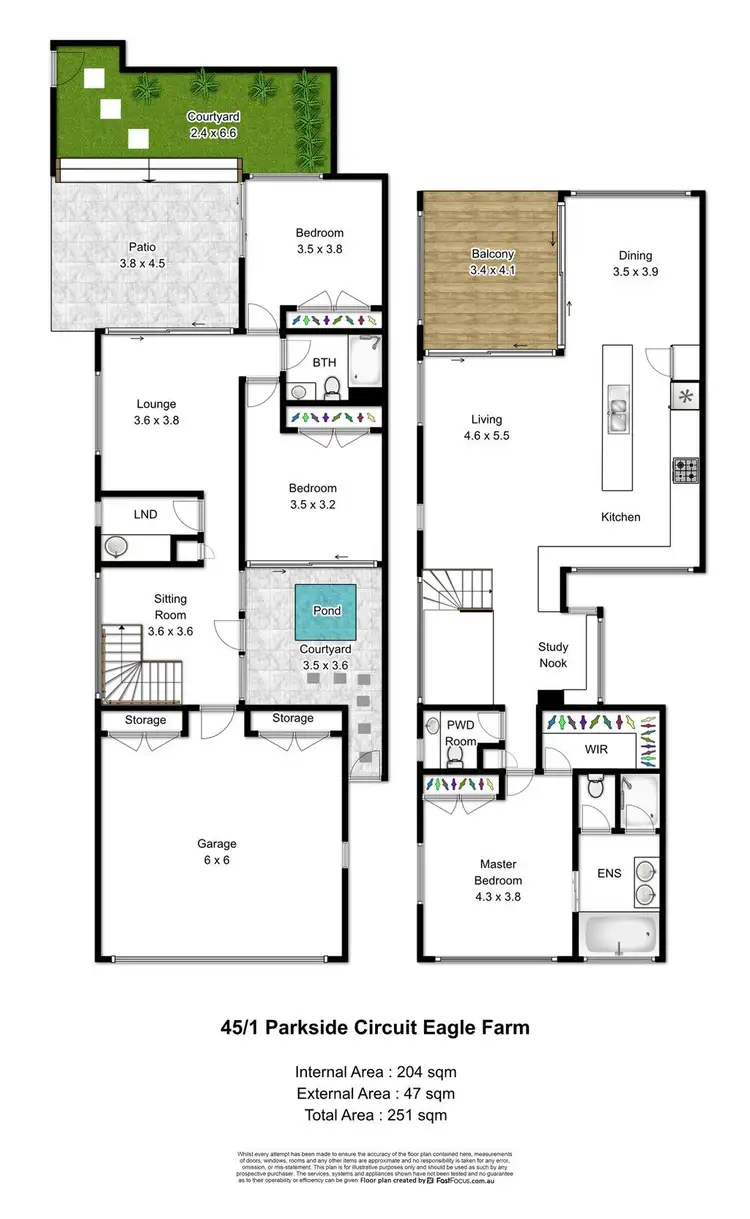 Floorplan of Homely townhouse listing, 1/45 Parkside Circuit, Hamilton QLD 4007
