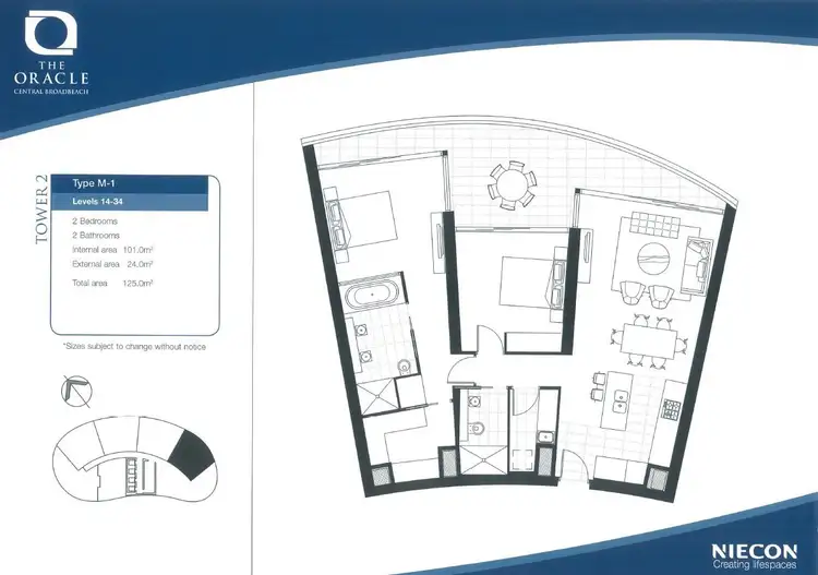 Floorplan of Homely apartment listing, 21806 'The Oracle' 21 Elizabeth Avenue, Broadbeach QLD 4218