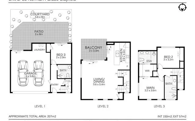 Floorplan of Homely townhouse listing, 3/57 Norman Parade, Clayfield QLD 4011