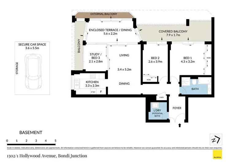 Floorplan of Homely apartment listing, 1302/1 Hollywood Avenue, Bondi Junction NSW 2022