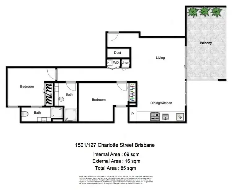 Floorplan of Homely apartment listing, 1501/127 Charlotte Street, Brisbane City QLD 4000