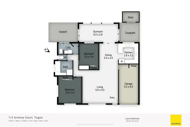 Floorplan of Homely semi-detached listing, 1/2 Armina Court, Tugun QLD 4224