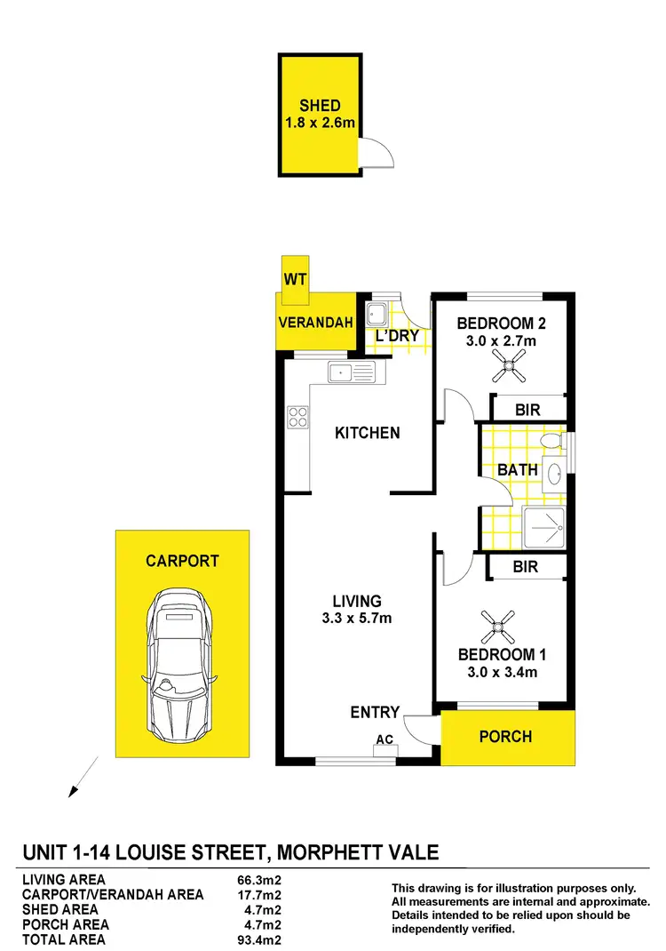 Floorplan of Homely unit listing, 1/14 Louisa Street, Morphett Vale SA 5162