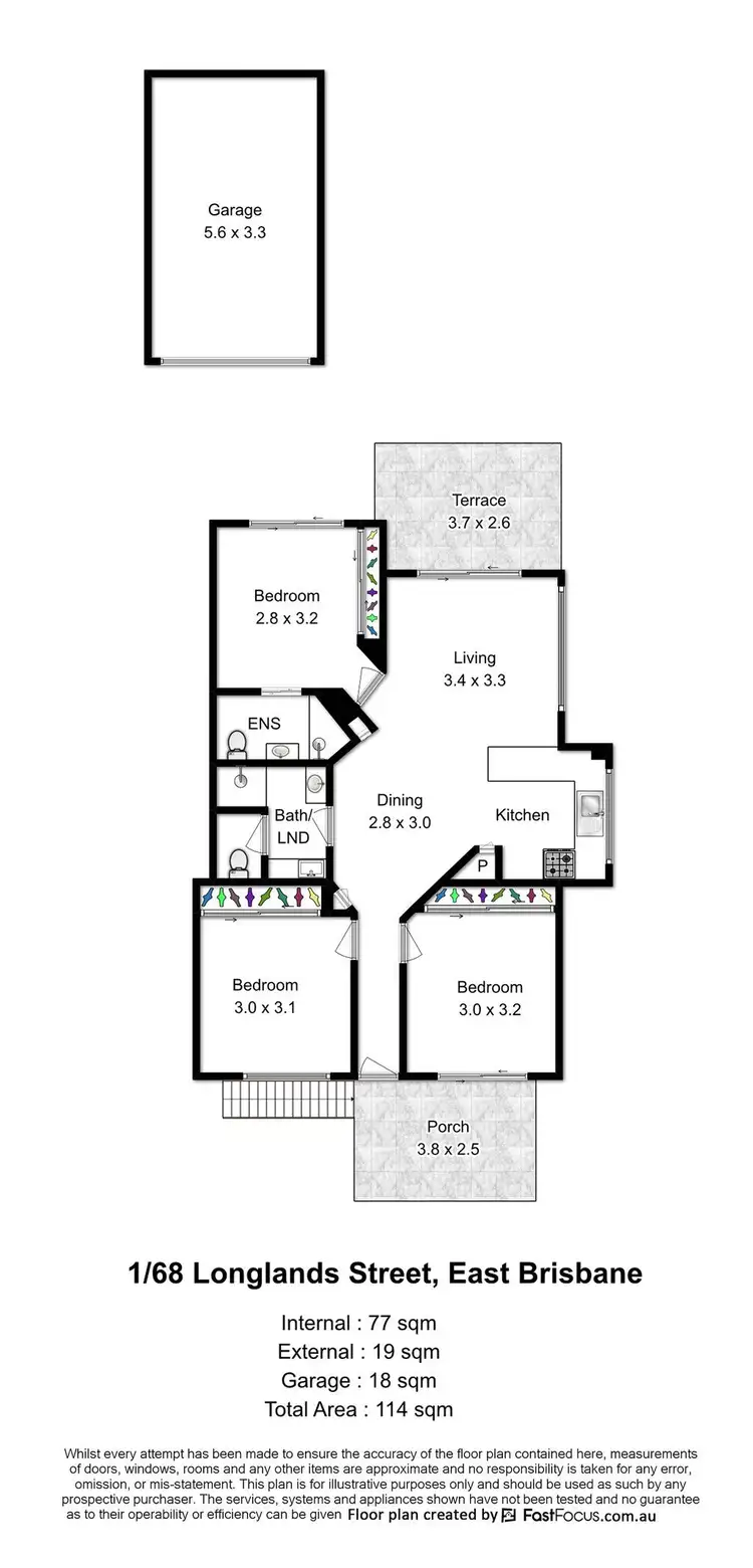 Floorplan of Homely unit listing, 1/68 Longlands Street, East Brisbane QLD 4169
