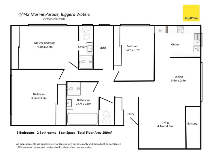 Floorplan of Homely apartment listing, 4/442 Marine Parade ( 4/1 Clark St ), Biggera Waters QLD 4216
