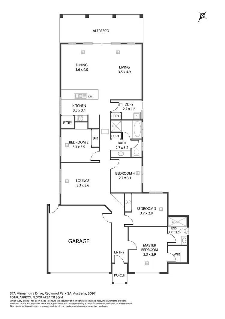 Floorplan of Homely house listing, 37a Minnamurra Drive, Redwood Park SA 5097