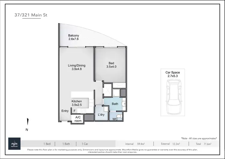 Floorplan of Homely apartment listing, 37/321 Main Street, Kangaroo Point QLD 4169