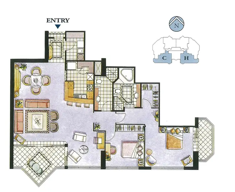 Floorplan of Homely unit listing, 1506/5-19 Palm Avenue, Surfers Paradise QLD 4217