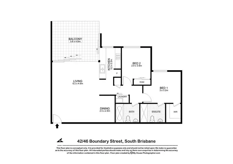 Floorplan of Homely apartment listing, 42/46 Boundary Street, South Brisbane QLD 4101