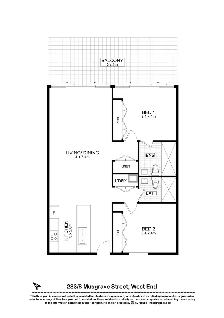 Floorplan of Homely apartment listing, 233/8 Musgrave Street, West End QLD 4101