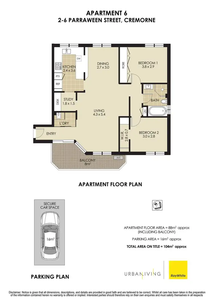 Floorplan of Homely apartment listing, 6/2-6 Parraween Street, Cremorne NSW 2090
