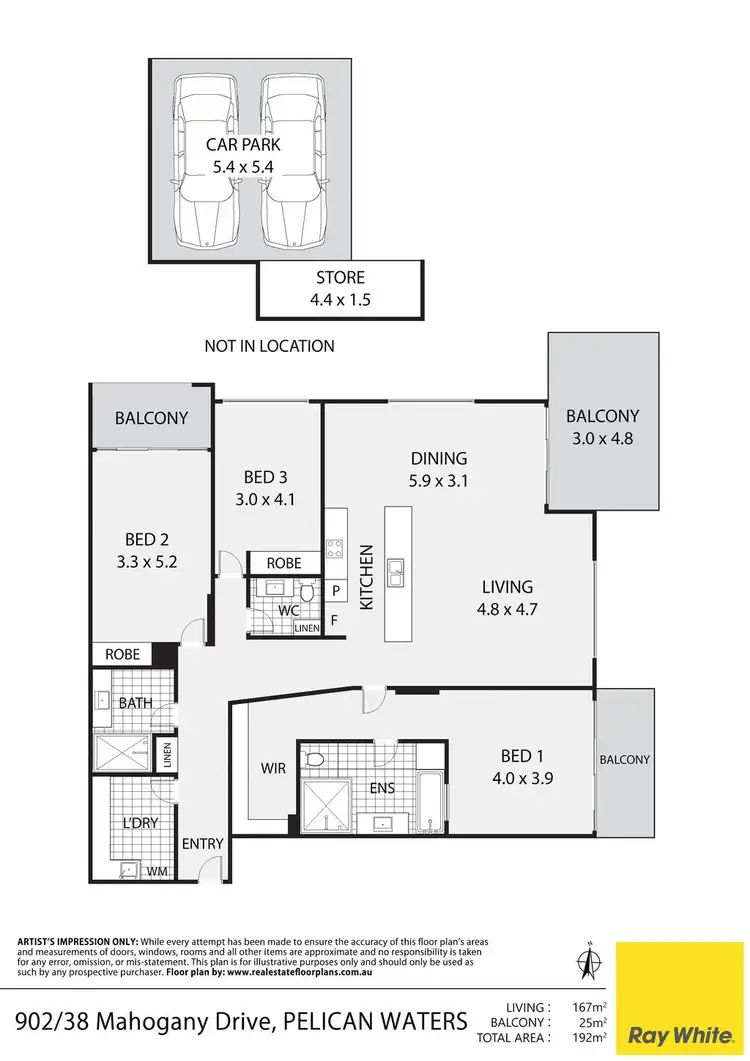 Floorplan of Homely apartment listing, 902/38 Mahogany Drive, Pelican Waters QLD 4551