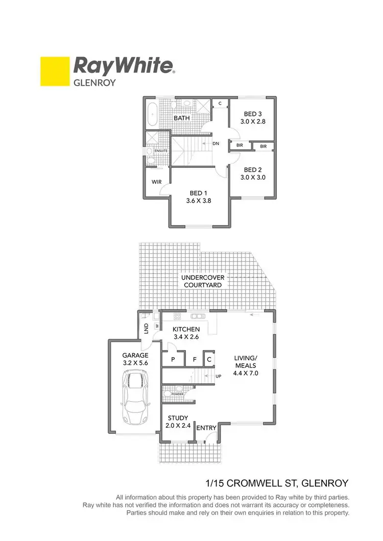 Floorplan of Homely townhouse listing, 1/15 Cromwell Street, Glenroy VIC 3046