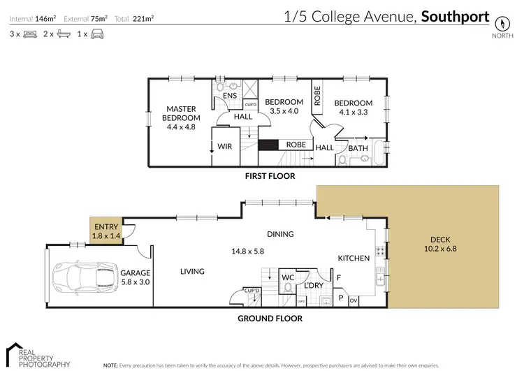 Floorplan of Homely semi-detached listing, 1/5 College Avenue, Southport QLD 4215