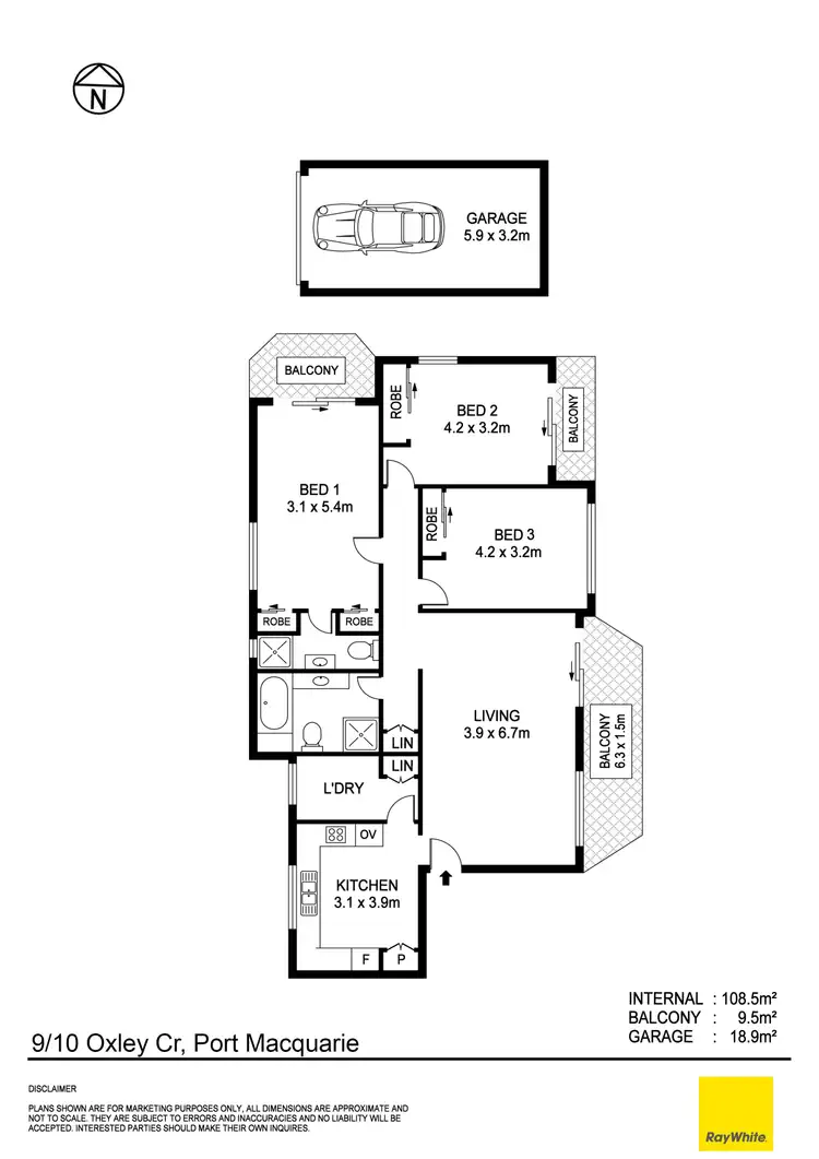 Floorplan of Homely unit listing, 9/10 Oxley Crescent, Port Macquarie NSW 2444