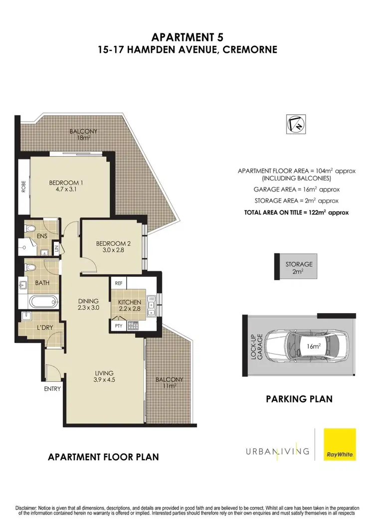 Floorplan of Homely apartment listing, 5/15-17 Hampden Avenue, Cremorne NSW 2090