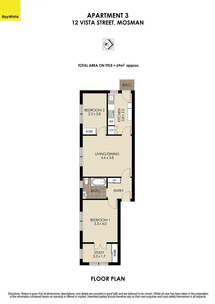 Floorplan of Homely apartment listing, 3/12 Vista Street, Mosman NSW 2088