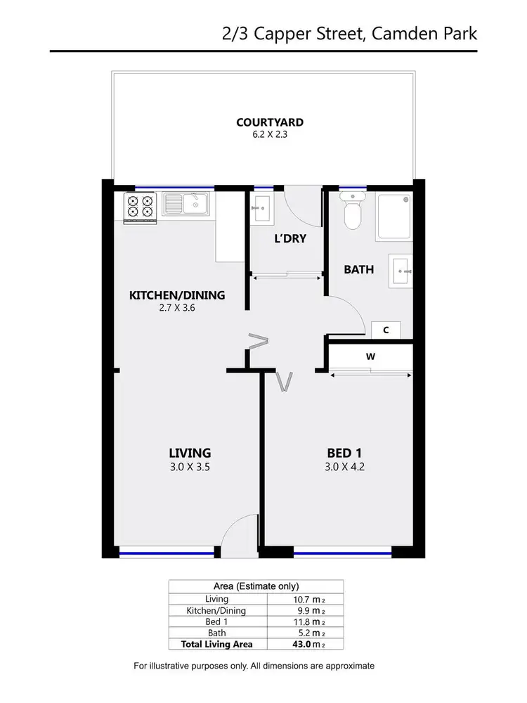Floorplan of Homely unit listing, 2/3 Capper Street, Camden Park SA 5038