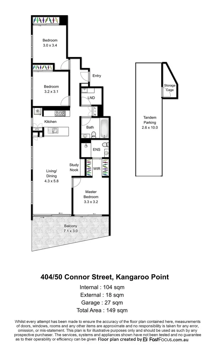 Floorplan of Homely apartment listing, 404/50 Connor Street, Kangaroo Point QLD 4169