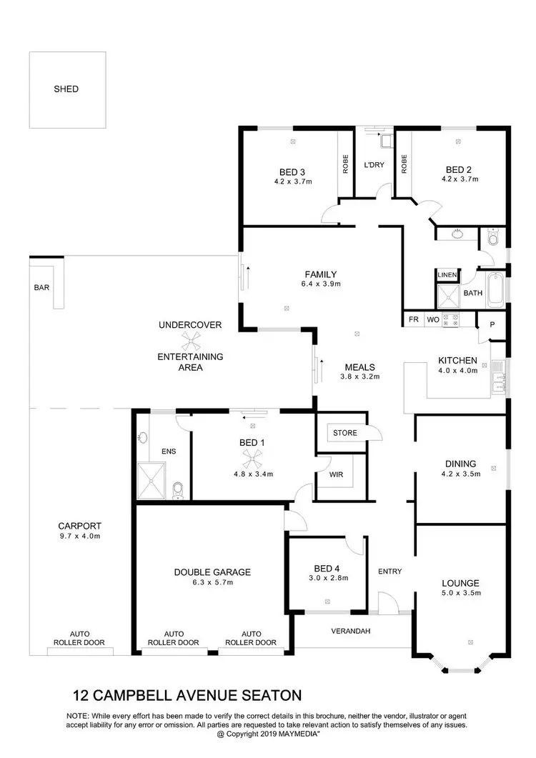 Floorplan of Homely house listing, 12 Campbell Avenue, Seaton SA 5023