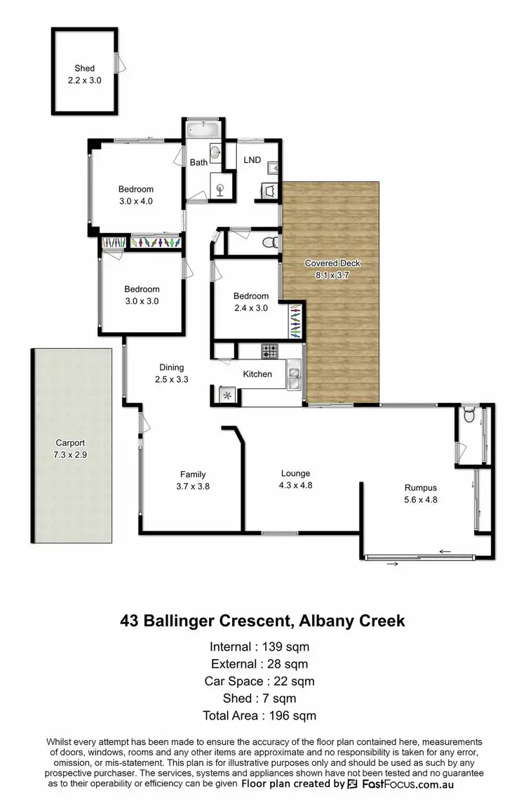 Floorplan of Homely house listing, 43 Ballinger Crescent, Albany Creek QLD 4035
