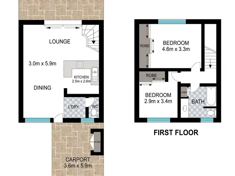Floorplan of Homely townhouse listing, 7/27 Brassey Street, Fairfield QLD 4103
