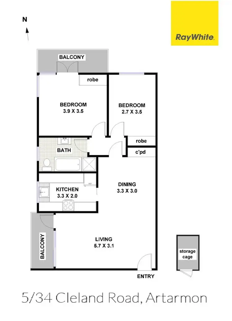 Floorplan of Homely unit listing, 5/34 Cleland Road, Artarmon NSW 2064