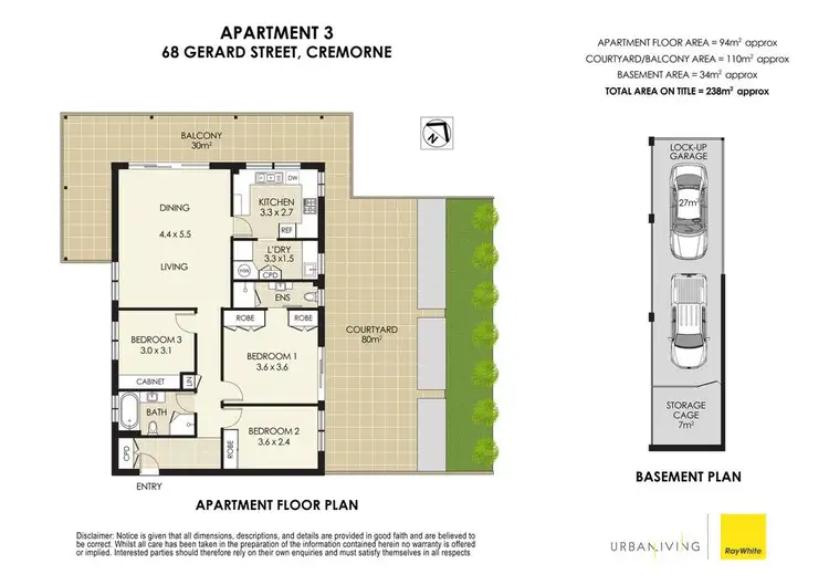 Floorplan of Homely apartment listing, 3/68-70 Gerard Street, Cremorne NSW 2090