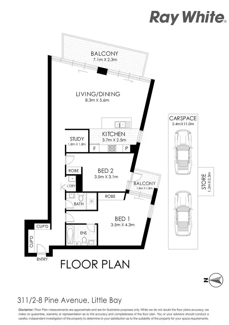 Floorplan of Homely apartment listing, 311/2-8 Pine Avenue, Little Bay NSW 2036