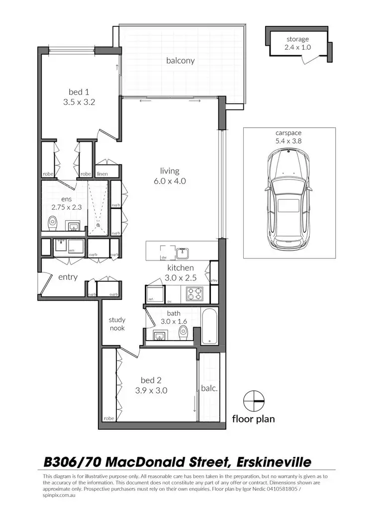 Floorplan of Homely apartment listing, B306/70 Macdonald Street, Erskineville NSW 2043