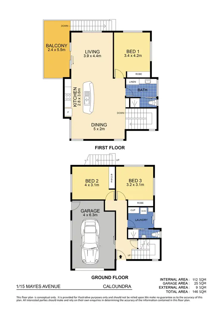 Floorplan of Homely semi-detached listing, Unit 1/15 Mayes Avenue, Caloundra QLD 4551
